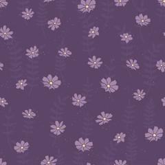 Fototapeta na wymiar Hand drawn doodle flowers seamless pattern, floral background, great for textiles, banners, wallpapers, wrapping - vector design
