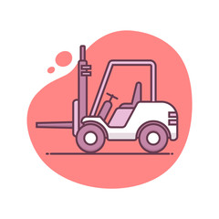 Unloaded forklift detailed icon vector illustration in monoline / line art style