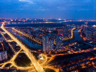 Housing estate with river channels (Rusanovka district). Kiev, Ukraine.