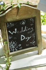 Wedding welcome board at outside