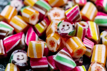 Fototapeta na wymiar Handmade caramel in different colors. Close-up.
