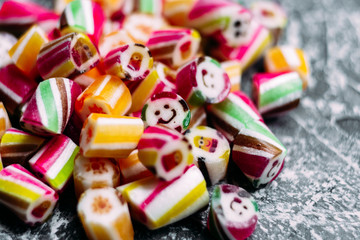 Fototapeta na wymiar Handmade caramel in different colors. Close-up.