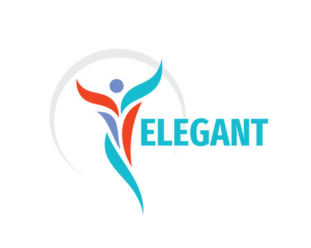 Elegant human woman logo design. Fitness sport active concept sign. Healthy graphic icon. Wellness health care symbol. Vector illustration. 