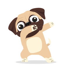 Dabbing pug cool cartoon vector