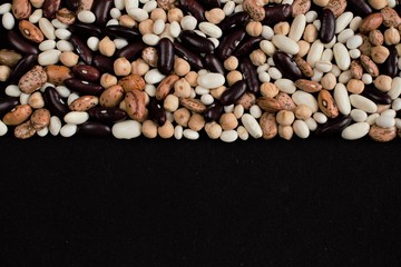 Beans on a black background
