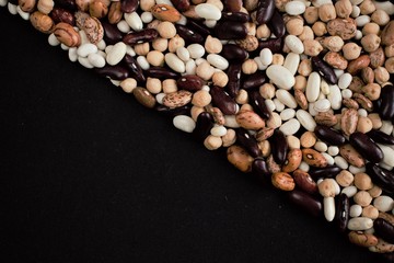 Beans on a black background