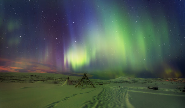 Northern lights (Aurora borealis) in the sky over Tromso, Norway