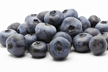 fresh blueberries on white background