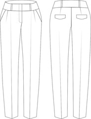 Trousers flat. Technical vector sketch 