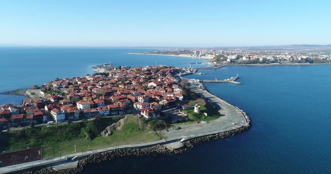 4K aerial footage&nbsp;of Nessebar, ancient city on the Black Sea coast of Bulgaria.
