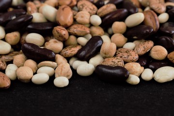 Beans on a black background