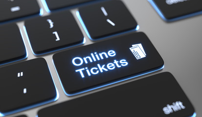 Online tickets text written on keyboard button.