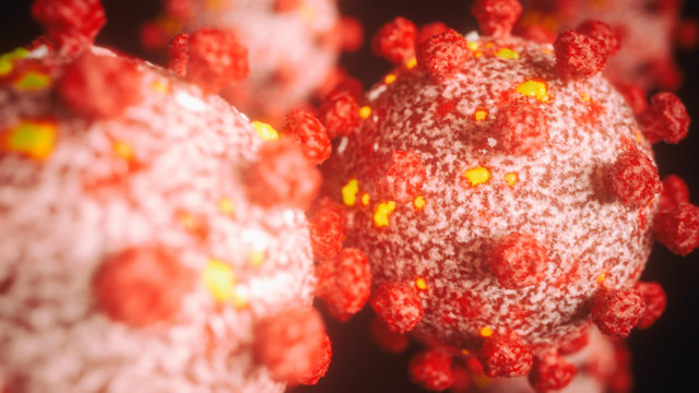 Microscopic view of a coronavirus - 3D Rendering