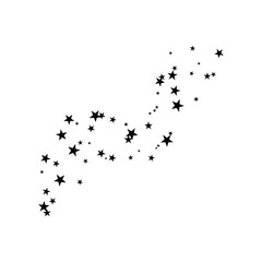 Fireworks star random source stream.  Falling Star. Stars on a white background.