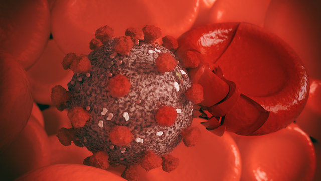Microscopic view of a coronavirus - 3D Rendering