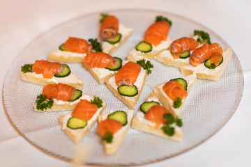 Toasts with avocado and smoked salmon