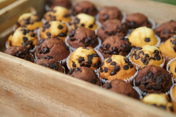 Chocolate chip muffin at buffet 