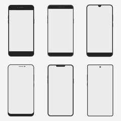 Vector set of smartphones. Illustration with isolated objects on white background. 