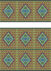Seamless floral, traditional carpet patterns of Kazakhs. Background, texture, design of life of nomads. Ancient Turkic ornaments. Customs and traditions of Kazakhstan. Decorative art of nomads