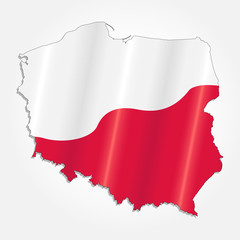 Flag of the Polish in combination with a detailed map outline. For geographic topics - Vector