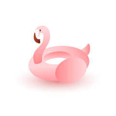 Pink flamingo illustration vector on white background. Summer rubber inflatable ring for the pool
