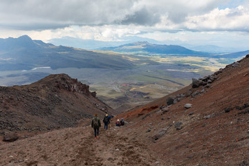 Fototapeta na wymiar View from Cotopaxi volvcano during trekking trail. Cotopaxi National Park, Ecuador. South America.