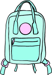 Hand-drawn vector holiday illustrations. Van life. Backpacking. Living in a tent. 