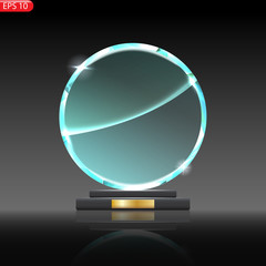 Glass Trophy Award. First place Prize plaque