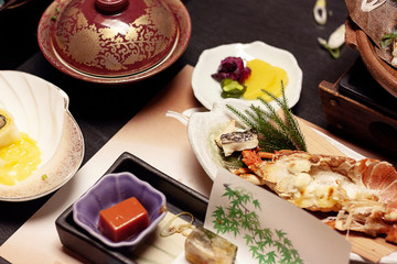 Kaiseki - Traditional Japanese Multi-Course Dinner. Japan Foods and Meals. 
