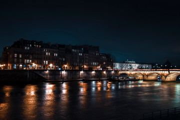 Fototapeta premium Empty road view from a Paris Street for design background during night