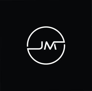 Minimal elegant monogram art logo. Outstanding professional trendy awesome artistic JM MJ initial based Alphabet icon logo. Premium Business logo White color on black background