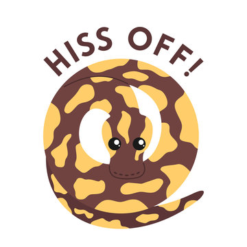 Vector illustration of a ball python. Hiss Off.