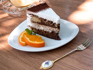 a slice of chocolate cake