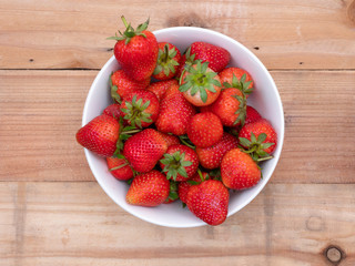 Strawberries in white bowl