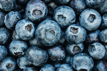 Fresh blueberries food background top view
