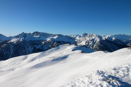Panaromic View from mountain top - skiing - Montgen&egrave;vre, France 