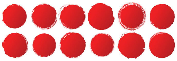 red round brush painted circle banner on white background