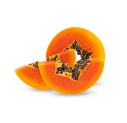 Slice ripe papaya isolated on the white background.