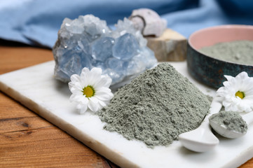 Healthy mud for body and hair treatment ingredient, natural organic blue clay powder ready to use