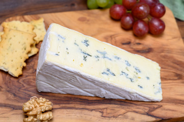 Cheese collection, German creamy blue brie Cambozola soft cheese with blue mould