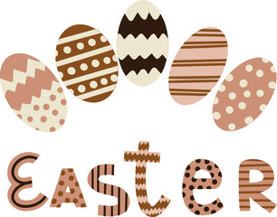 five eggs and easter lettering