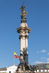 Obraz premium QUITO, ECUADOR - FEBRUARY 07, 2020: Plaza Grande and Metropolitan Cathedral, historic colonial downtown of Quito, Ecuador. South America.