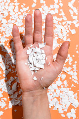 Portrait of a child with painted eggs