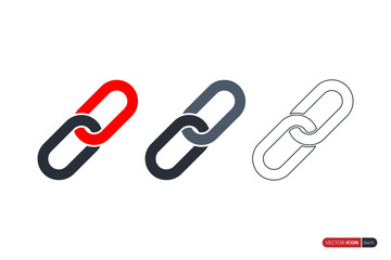 Obraz premium Chain Icons Set Link Symbol isolated on white background. Flat Vector Icon Design Template Element.