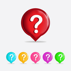 Question mark sign icon. Help speech bubble symbol. FAQ sign. Round colourful