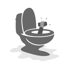 smartphone in toilet bowl icon