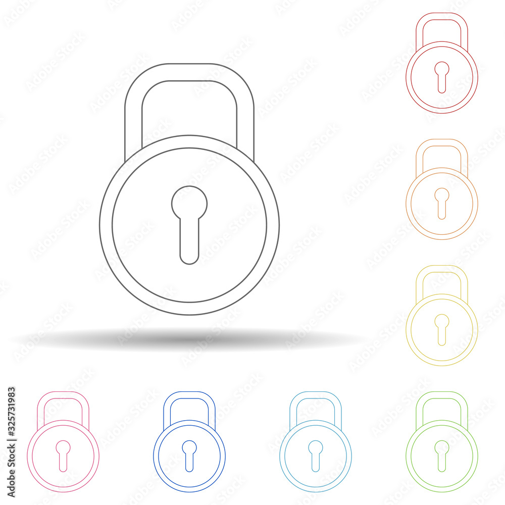 Poster lock in multi color style icon. simple thin line, outline vector of virus antivirus icons for ui and