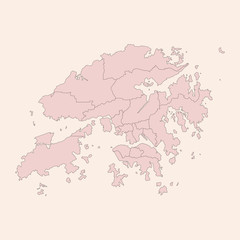 Hong kong provinces map modern design. Vintage pink shade background vector. Perfect for business concepts, backgrounds, backdrop, banner, poster, sticker, label, chart and wallpapers.
