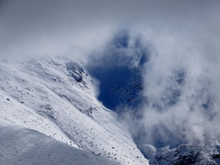 winter mountain landscape with mountains and blue sky