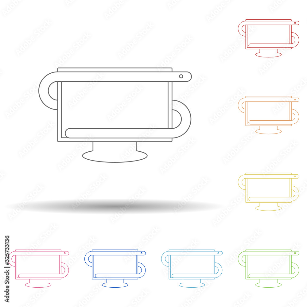 Poster the worm in the computer in multi color style icon. simple thin line, outline vector of virus antivi